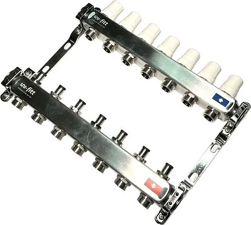 Группа коллекторная без расходомеров 7 отводов 1&quot;в/в x ¾&quot;ек Uni-fitt OPTIMAL 451B4307.RU