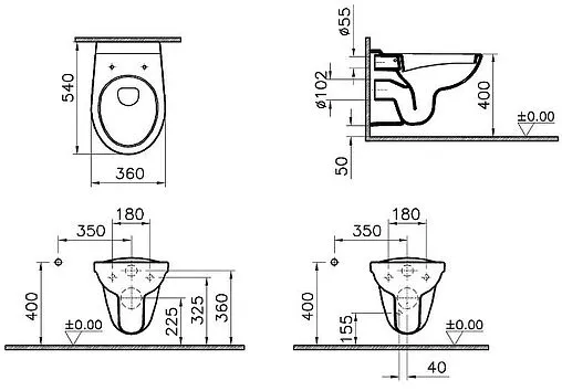 Комплект 5 в 1 VitrA Normus L-box 9773B003-7207 с кнопкой белый глянцевый
