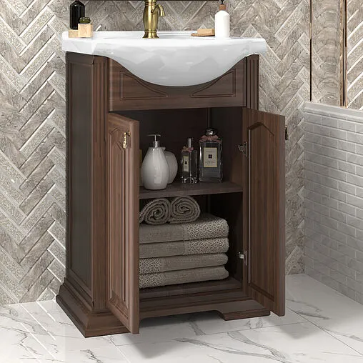 Тумба под умывальник напольная Opadiris Риспекто 55 орех антикварный 00-00007073