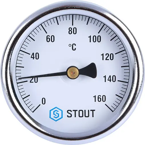 Термометр биметаллический Stout 63мм 160°С гильза 75мм ½&quot; SIM-0002-637515