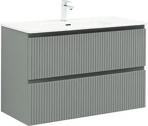 Тумба-умывальник подвесная Aquanet Джейн (Flat) 100 мисти грин 00335436+, 1