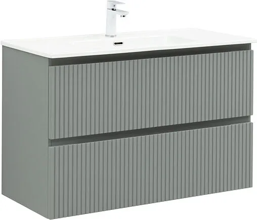 Тумба-умывальник подвесная Aquanet Джейн (Flat) 100 мисти грин 00335436+