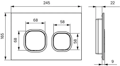 Клавиша смыва для унитаза IDDIS Uniglass UNG01BCi77 стекло/черный, кольца/хром глянцевый