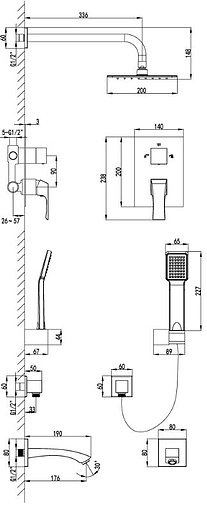 Душевая система со смесителем для ванны Lemark Unit хром LM4522C
