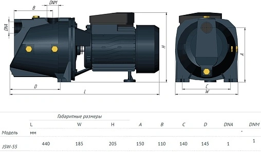 Насос поверхностный Unipump JSW 55 32583 Насос поверхностный Unipump JSW 55 32583