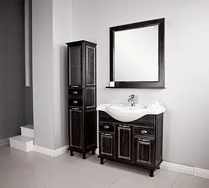 Шкаф-пенал напольный Aquaton Жерона 35 L черное серебро 1A158903GEM5L, 5