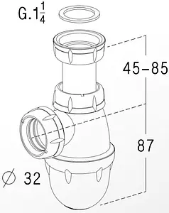 Сифон бутылочный для раковины Nicoll L211M хром 0201231 Сифон бутылочный для раковины Nicoll L211M хром 0201231, 2