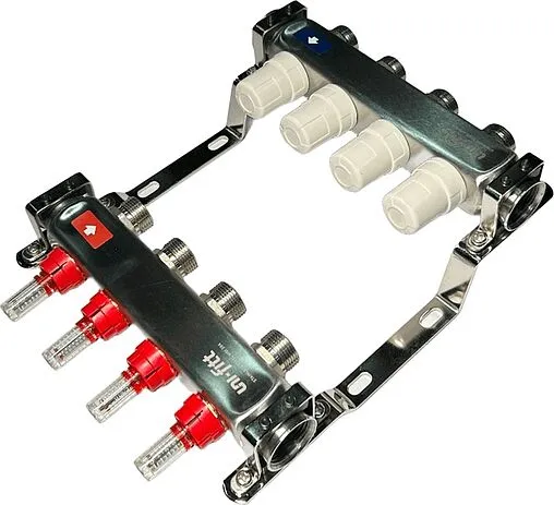 Группа коллекторная с расходомерами 4 отвода 1&quot;в/в x ¾&quot;ек Uni-fitt OPTIMAL 450B4304.RU