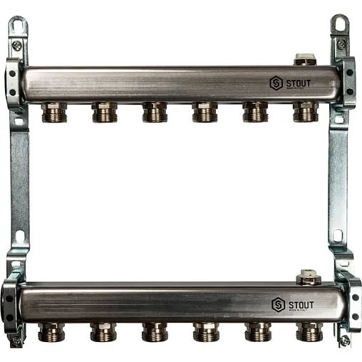 Группа коллекторная распределительная 6 отводов 1&quot;в/в x ¾&quot;ек Stout SMS 0923 000006