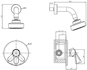Душевая система со смесителем для душа D&K Rhein Marx хром DA1395101 Душевая система со смесителем для душа D&K Rhein Marx хром DA1395101, 2