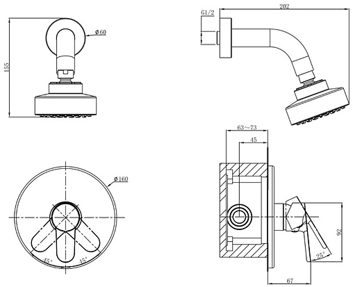 Душевая система со смесителем для душа D&amp;K Rhein Marx хром DA1395101