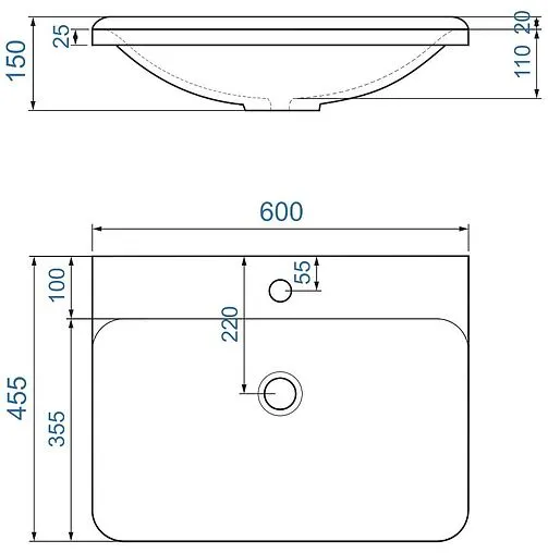 Раковина Raval Solo 60 белый Solo.08.60/W/RL