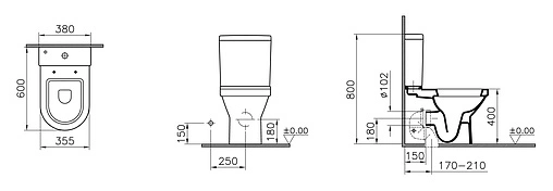 Унитаз-компакт VitrA S50 белый 9798B003-7200 Унитаз-компакт VitrA S50 белый 9798B003-7200