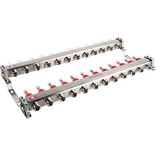 Группа коллекторная с расходомерами 12 отводов 1&quot;в/в x ¾&quot;ек Rommer RMS-1200-000012