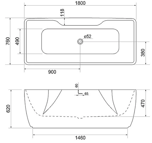 Ванна акриловая отдельностоящая BelBagno 180x76 BB110-180-76
