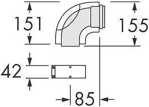 Колено для дымохода Ø 60/100мм ∠ 90° с ревизией Vaillant 303836, 2