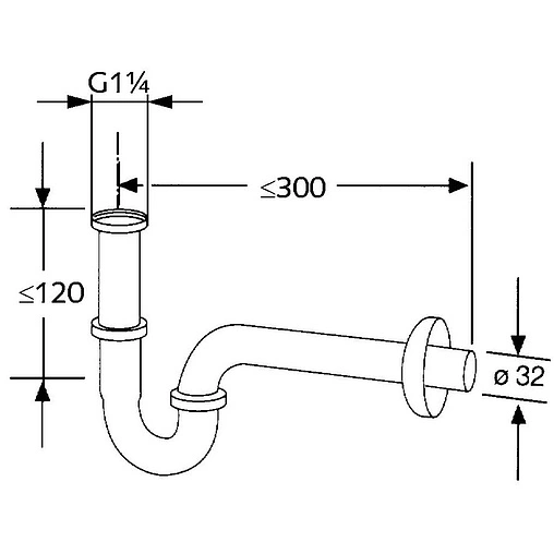 Сифон трубный для раковины Kludi хром 1026505-00 Сифон трубный для раковины Kludi хром 1026505-00