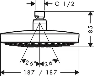 Лейка верхнего душа Hansgrohe Croma Select E 180 2jet EcoSmart хром 26528000 Лейка верхнего душа Hansgrohe Croma Select E 180 2jet EcoSmart хром 26528000, 2