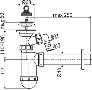 Сифон бутылочный для раковины AlcaPlast белый A41P, 2