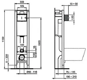Инсталляция для подвесного унитаза Set 3 в 1 Ideal Standard Prosys Eco FRAME M E2332AA с кнопкой хром глянцевый Инсталляция для подвесного унитаза Set 3 в 1 Ideal Standard Prosys Eco FRAME M E2332AA с кнопкой хром глянцевый, 3