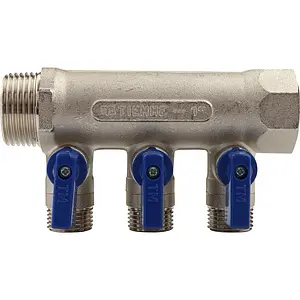 Коллектор запорный проходной 3 отвода 1"в/н x ½"к Tiemme NINO 1820007 Коллектор запорный проходной 3 отвода 1"в/н x ½"к Tiemme NINO 1820007, 3