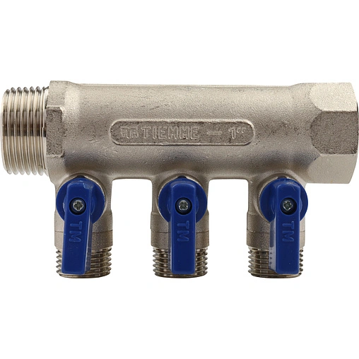 Коллектор запорный проходной 3 отвода 1&quot;в/н x ½&quot;к Tiemme NINO 1820007