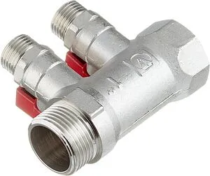 Коллектор запорный проходной 2 отвода 1"в/н x ½"к Valtec VTc.580.N.0602 Коллектор запорный проходной 2 отвода 1"в/н x ½"к Valtec VTc.580.N.0602, 3