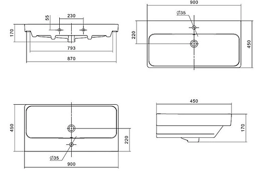 Раковина Santek Адриана 90 белый 1WH501629