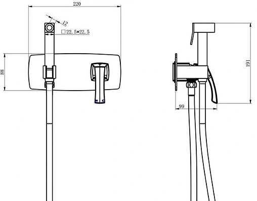 Гигиенический душ со смесителем Lemark Nubira чёрная бронза LM6219ORB