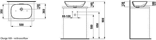 Раковина Laufen Ino 50 c покрытием LCC белый 8.1230.2.400.109.1