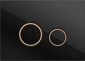 Клавиша смыва для унитаза Cersanit Twins 64117 кнопки/черный глянцевый, кольца/золото Клавиша смыва для унитаза Cersanit Twins 64117 кнопки/черный глянцевый, кольца/золото, 1