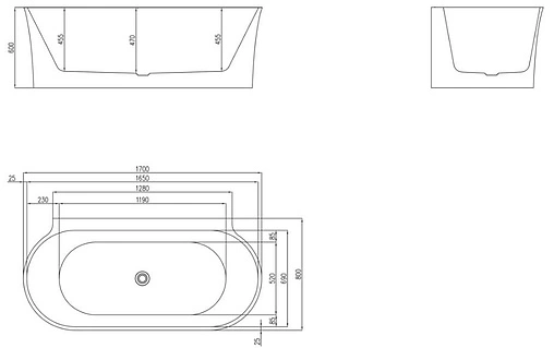 Ванна акриловая BelBagno 170x80 белый/панель черный матовый BB409-1700-800-W/NM