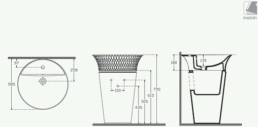 Раковина ISVEA Cappitone 59 платина/белый 10CPS1002SV Раковина ISVEA Cappitone 59 платина/белый 10CPS1002SV