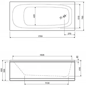Ванна акриловая Cezares Eco 170x75 Ванна акриловая Cezares Eco 170x75, 2