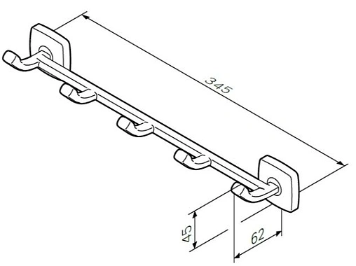 Планка с 5-ю крючками Am.Pm Gem хром A9035900