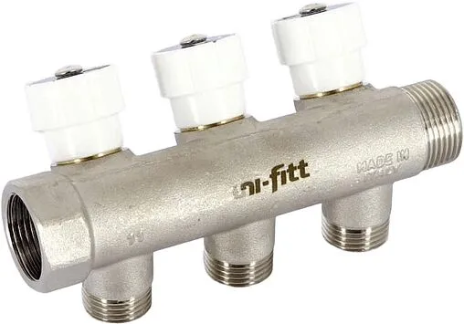 Коллектор регулирующий проходной 3 отвода ¾&quot;в/н x ½&quot;н Uni-fitt 401N3230