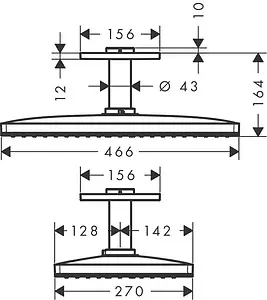 Лейка верхнего душа с потолочным креплением Hansgrohe Rainmaker Select 460 1jet белое стекло/хром 24002400, 2