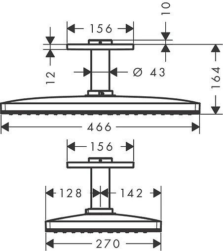 Лейка верхнего душа с потолочным креплением Hansgrohe Rainmaker Select 460 1jet белое стекло/хром 24002400