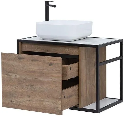 Тумба-умывальник подвесная Aquanet Nova Lite LOFT 75 L дуб рустикальный 00261658+