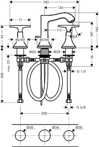 Смеситель для раковины Hansgrohe Metropol Classic 110 хром 31306000, 2