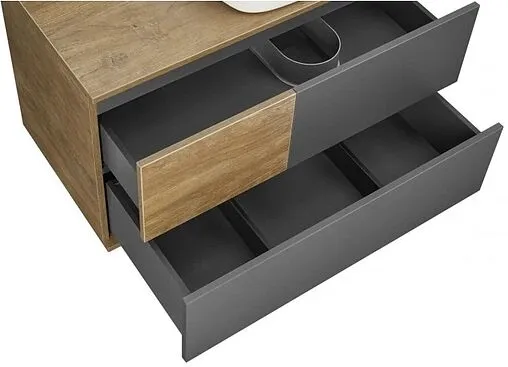 Тумба-умывальник подвесная Aquaton Терра 85 дуб кантри/антрацит 1A2472K5TEKA0