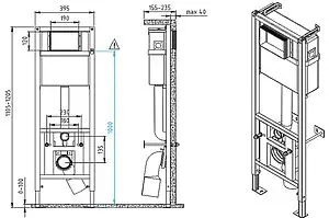Комплект 6 в 1 Cersanit Crea Square CO DPL EO slim 64443 с кнопкой Twins хром глянцевый, 2