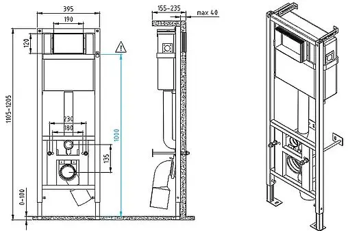 Комплект 6 в 1 Cersanit Crea Square CO DPL EO slim 64443 с кнопкой Twins хром глянцевый
