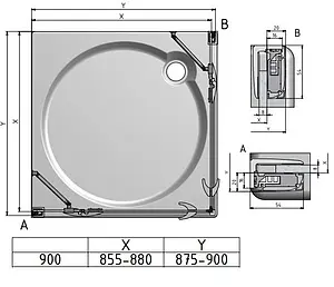 Душевое ограждение 900x900мм прозрачное стекло Roltechnik Elegant Line GDOL1+GDOP1/900*900 132-900000L-00-02+132-900000P-00-02 Душевое ограждение 900x900мм прозрачное стекло Roltechnik Elegant Line GDOL1+GDOP1/900*900 132-900000L-00-02+132-900000P-00-02, 2