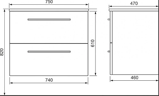 Тумба-умывальник подвесная Raval Frame 75 белый Fra.01.75/P/W+QDR75SLWB01