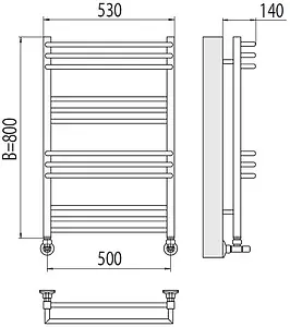 Полотенцесушитель водяной лесенка Terminus Кельн П12 500х800 полированная сталь 4630080268364, 2