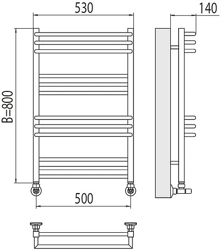 Полотенцесушитель водяной лесенка Terminus Кельн П12 500х800 полированная сталь 4630080268364