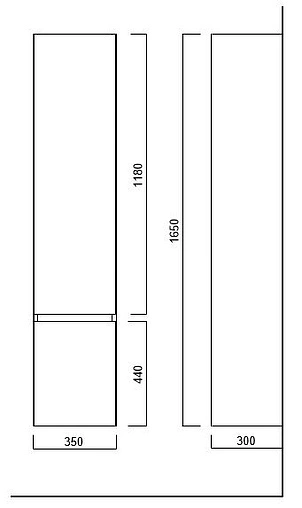 Шкаф-пенал подвесной Kerama Marazzi Cubo 35 мальва CUB.165Lh\MAL