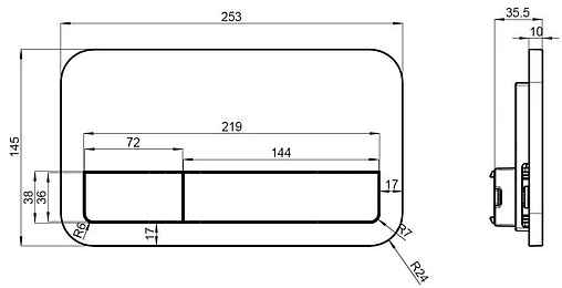 Клавиша смыва для унитаза Villeroy&amp;Boch ViConnect 92249069 хром матовый