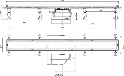 Лоток душевой Set 750мм h=52мм 0.8л/сек Pestan Confluo Premium White Glass Line 750 13000284 Лоток душевой Set 750мм h=52мм 0.8л/сек Pestan Confluo Premium White Glass Line 750 13000284